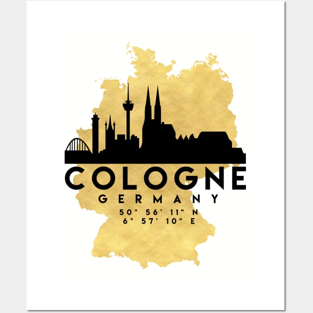 Cologne Germany Skyline Map Art Wall Art by deificusArt